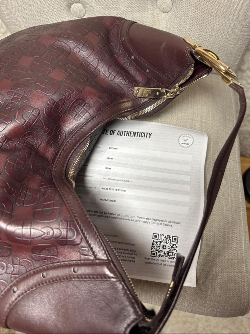 Gucci Burgundy Leather Hobo Bag - Picture 5 of 7